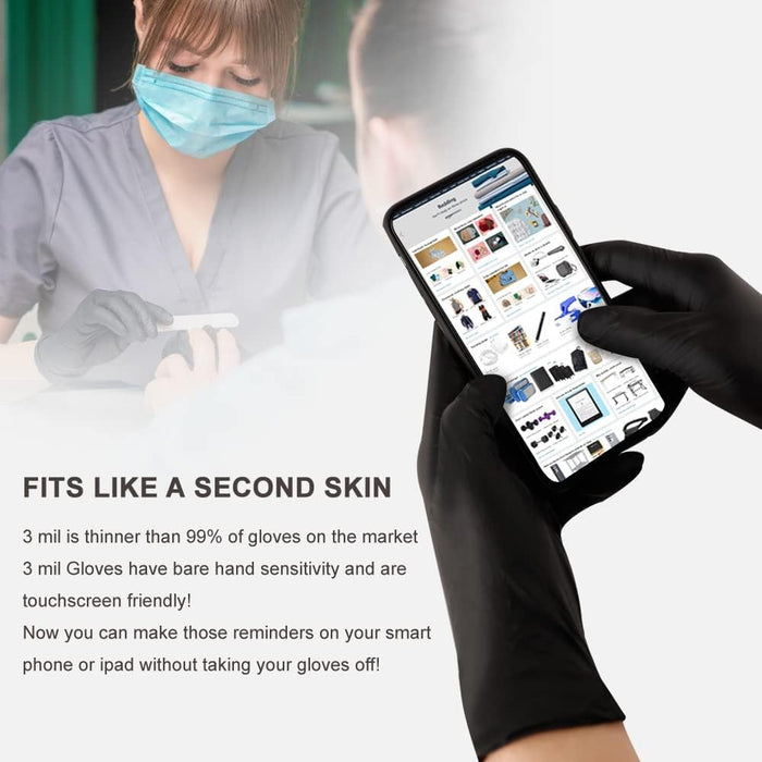 AGAG Nitrile Gloves Black Cooking Gloves 100PCs 5mil Ultra Strong Cleaning Gloves, Powder & Latex Free For Daily Use