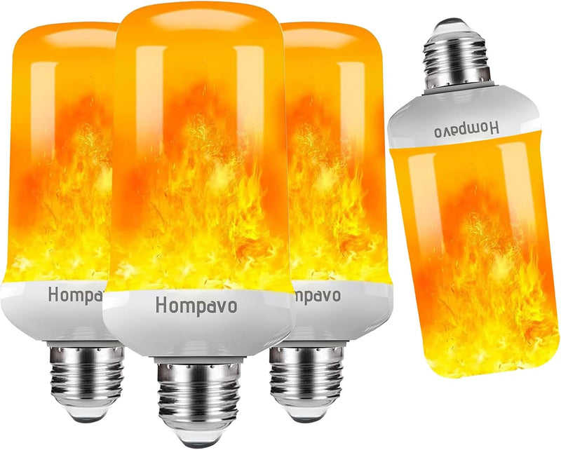 Hompavo 【Upgraded】 LED Flame Light Bulbs, 4 Modes Flickering Light Bulbs with Upside Down Effect, E26/E27 Flame Bulb for Halloween Christmas Party Patio Porch Home Indoor & Outdoor Decorations - 2