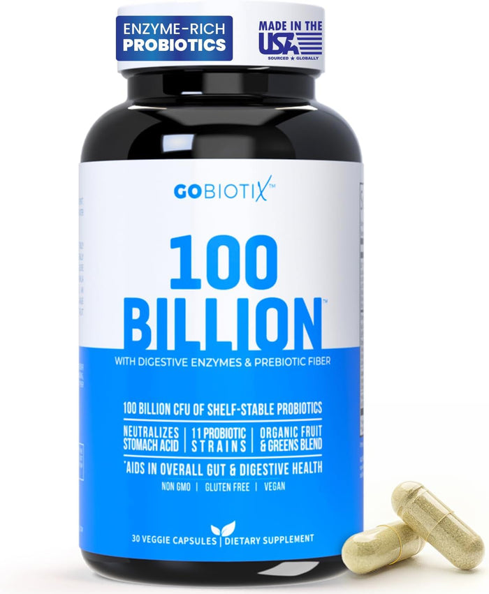 GOBIOTIX Multivitamin with Probiotics and Digestive Enzymes - 25 Billion CFU - Digestive Health, Probiotics for Women and Men - Gluten Free Pills - 90 Capsules