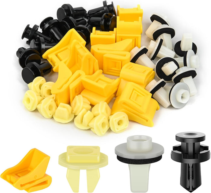 GOOACC GRC-70 35PCS Engine Under Cover Splash Shield Guard Body Bolts Bumper Fender Liner Push Retainer Fastener Rivet Clips , black