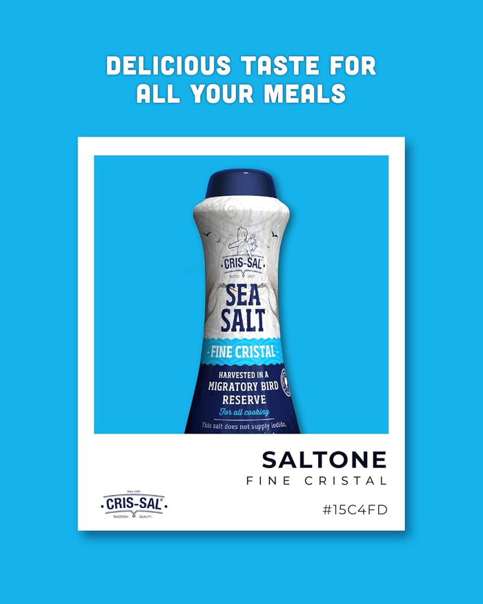 Cris-Sal Gourmet Fine Cristal Sea Salt, Full Flavor Premium Natural Grain, Great for Cooking, Table Seasoning Recipes, Pantry Friendly, 17.63 Oz (Pack of 2)