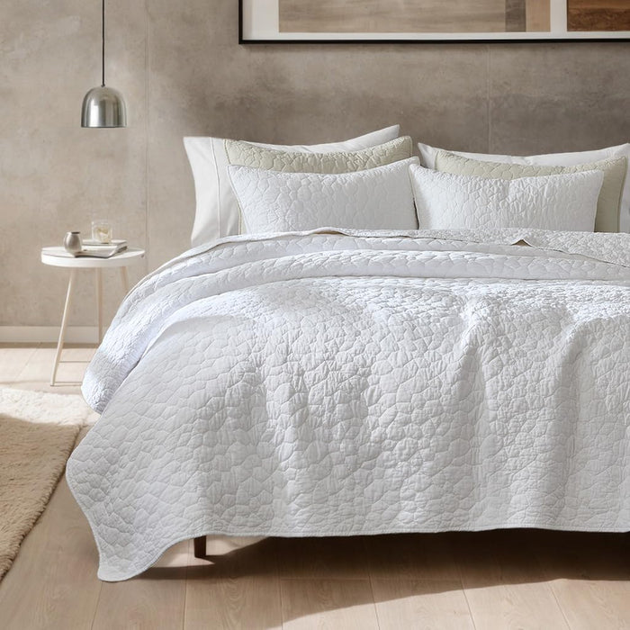palassio Beige 100% Cotton Quilt Queen Size Bedding Sets with 2 Pillow Shams, Textured Lightweight Soft Bedspread Shabby Chic Coverlet, Neutral Quilted Comforter Bed Cover for All Season, 3 Pieces
