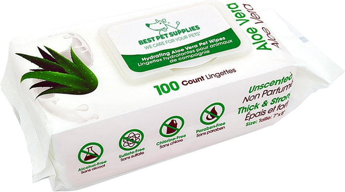 Best Pet Supplies Pet Wipes for Dogs - Dog Wipes Cleaning Deodorizing, for Coats, Ears, Paws - Cleansing Tea Tree, 100 Count