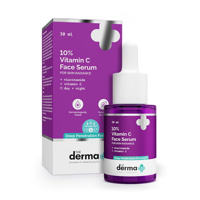 The Derma Co 10% Vitamin C Face Serum | Helps Restore Natural Glow | Tightens Pores & Hydrates Dry, Dull Skin | Radiance Serum for All Skin Types | 1.01 Fl Oz/30ml