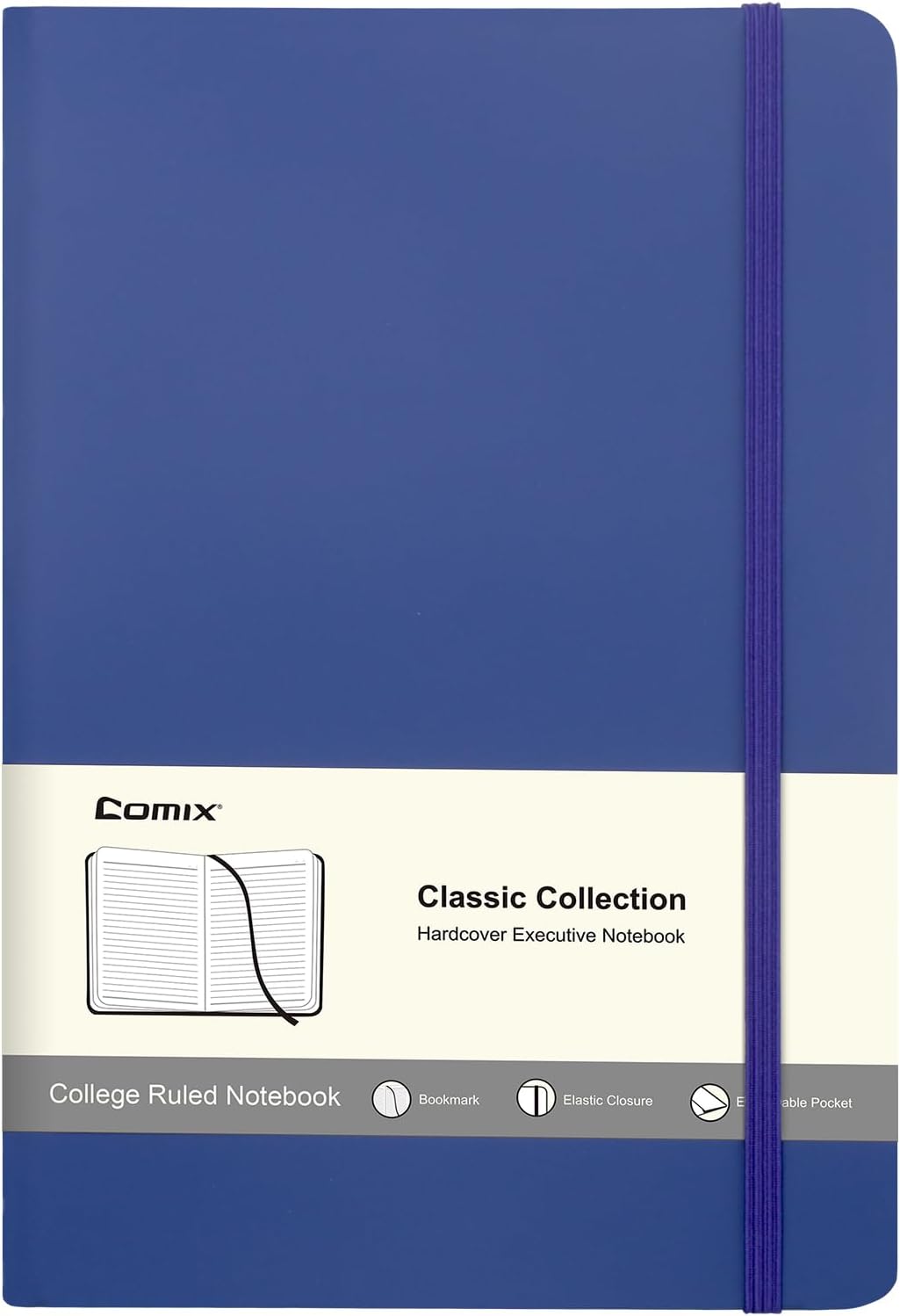 Comix 6 Pack Lined Journal Notebooks for Work, 240 Pages, 5.5"x8.3", Dark Green, Hardcover, A5 Medium College Ruled, Journaling Notebooks for Notes-taking, Fits for Office School Home