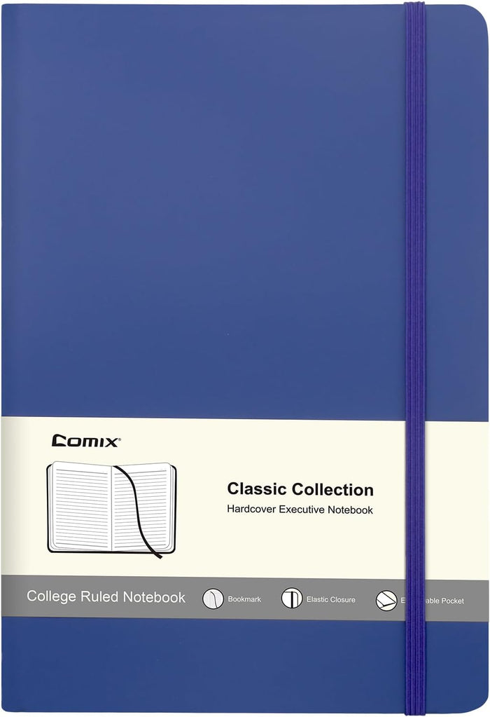 Comix 6 Pack Lined Journal Notebooks for Work, 240 Pages, 5.5"x8.3", Dark Green, Hardcover, A5 Medium College Ruled, Journaling Notebooks for Notes-taking, Fits for Office School Home
