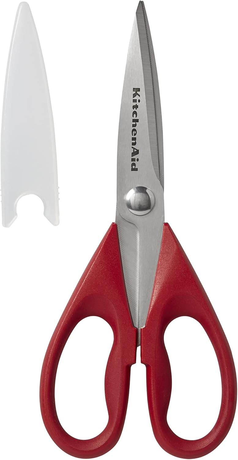 KitchenAid Multipurpose Shear Set, Versatile Scissors with Nutcracker, Bottle Opener, Ergonomic Handles with Protective Blade Covers, 2 Piece