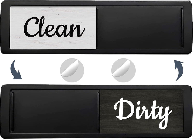 Oxepleus Dishwasher Magnet Clean Dirty Sign, Farmhouse Rustic Wood Design Black and White Non-Scratch/Easy to Read & Slide/Strong Magnetism Kitchen Storage and Decoration Accessories (A-Silver)