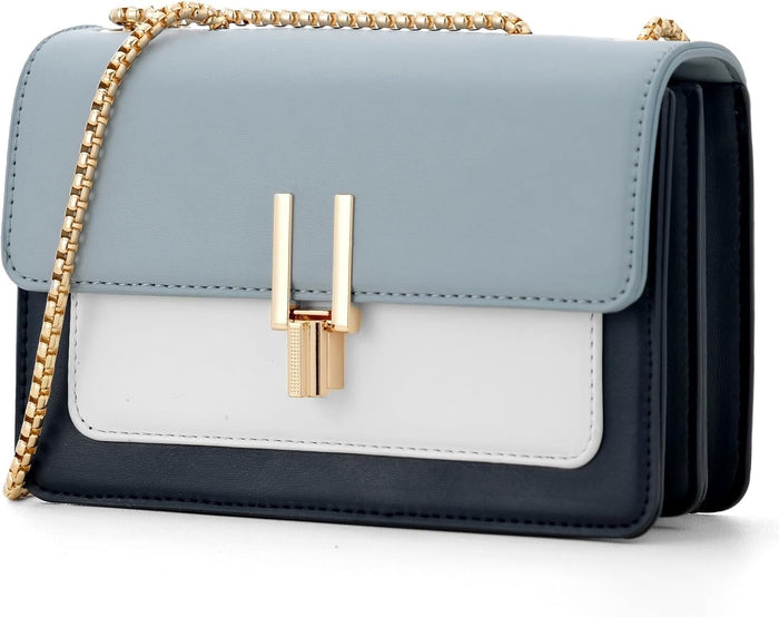 Color-Block Crossbody Bags for Women Leather Cross Body Purses Cute Designer Handbags Shoulder Bag Medium Size