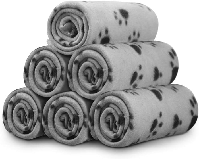 Comsmart Dog Blankets for Small Dogs, 6 Pack Puppy Blanket Cute Paw Print Pet Blanket for Dog, Puppy, Cat, Kitten, 24x28 inches