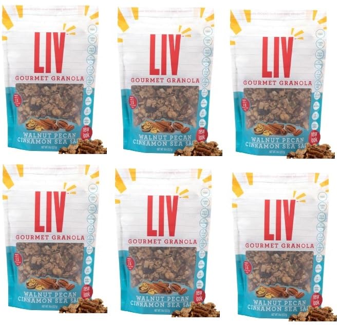 Liv Gourmet Peanut Butter Cacao Granola - 8oz (Pack of 2) | Healthy, Nutrient-Dense Snack, Breakfast Cereal | 1:1 Nut-to-Oat Ratio | Non-GMO, Low Sugar, Vegan | Organic Oats, No Artificial Ingredients, No Seed Oils, Lightly Sweetened, Women-Owned
