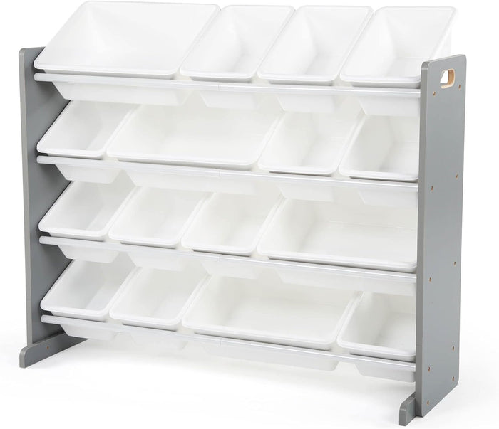 Humble Crew Supersized Toy Storage Organizer with 16 Removable Bins, Grey/White – Large Toy Storage for Toddlers Ideal for Kids' Rooms, Playrooms, and Nurseries - Modern Toy Bins for Kids