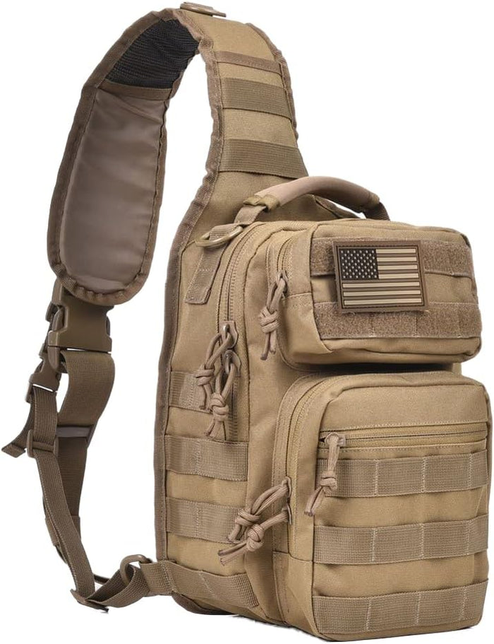 Tactical Sling Bag for Men Military Single Shoulder Backpack Outdoor EDC Range Pack (Black)