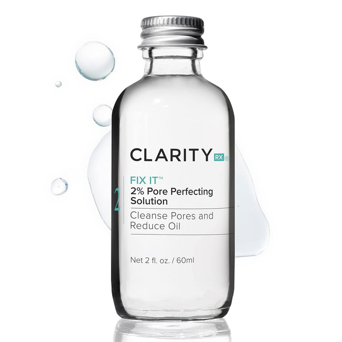 ClarityRx Fix It 2% Pore Perfecting Solution with Salicylic Acid for Acne-Prone & Oily Skin, Natural and Plant Based