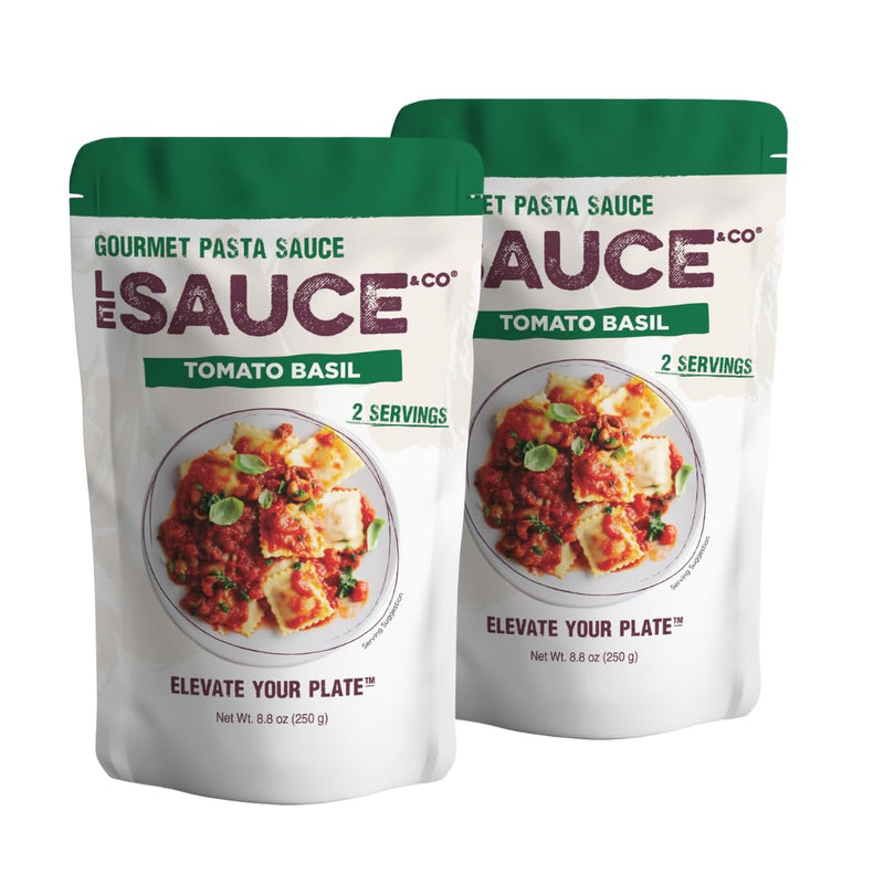 Always Fresh, Two Servings, Savory Provencal Gourmet Pasta Sauce (2-pack), Le Sauce & Co., Imported Italian San Marzano Tomatoes, Tomato Sauce, Spaghetti Bolognese, All Natural Spaghetti Meat Sauce