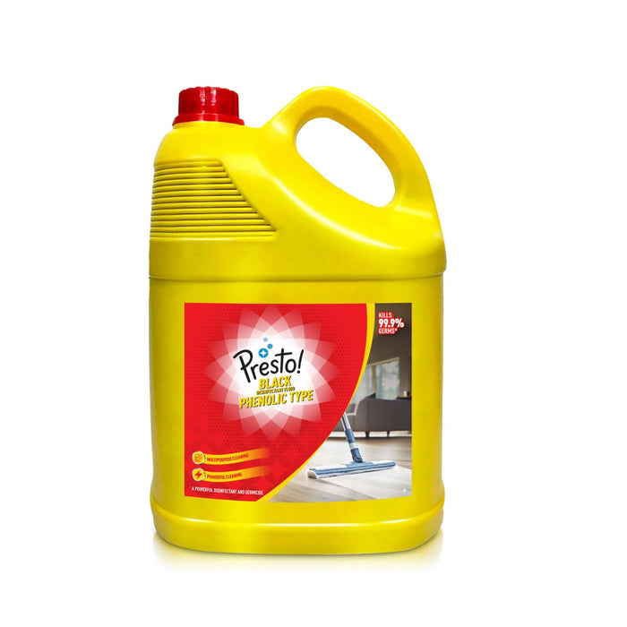 Amazon Brand - Presto! Phenyl Floor Cleaner | 5 Litre | Suitable For Hospitals, Homes, Offices | 10X Cleaning Power | Fights Germs