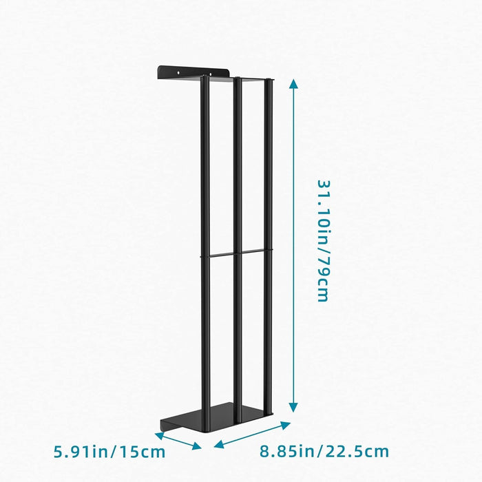 Towel Racks for Bathroom 31 Inch - Wall Mounted, Solid 2 Metal Shelves and 3 Vertical Bars, Can Holds 6 Large Rolled Bath Towels - for Modern Decor Bathroom Towel Storage (Matte Black)