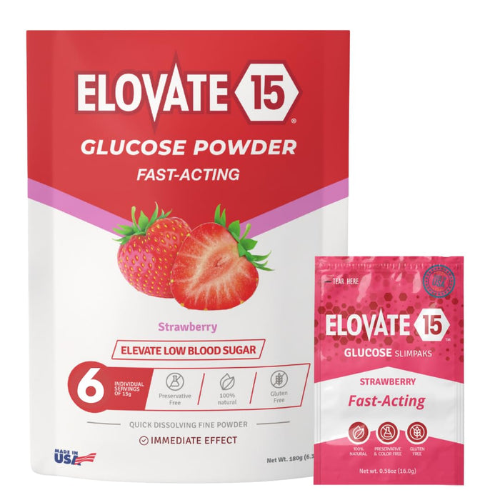 Fast Acting Glucose Powder Packets, Orange - Quick Dissolving, 15g Pure, Gluten-Free Glucose Packets | Oral Dextrose Powder for Kids & Adults | Easy-to-Carry Pocket Sized Slimpaks (Pack of 12)