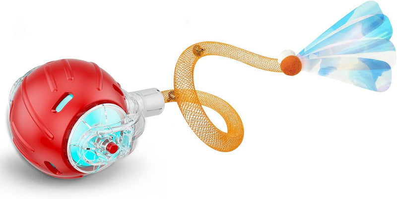 Interactive Cat Toys for Indoor Cats,The 3rd Generation Agile Moving Cat Ball with Elastic Mesh Tail,Automatic Kitten Toys for Bored Indoor Adult Cats,Motion Activated (Orange)