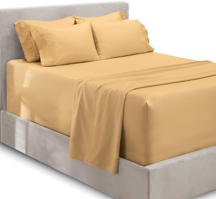 Hearth & Harbor Luxury Soft 6 Piece Bed Sheet Set Extra Deep Pocket Fitted Sheets Fits Mattress up to 21", Double Brushed Bedding, Queen, Teal