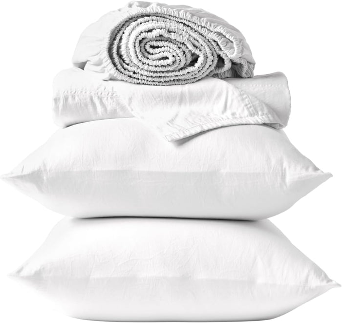 Coyuchi Classic Sateen Sheet Set Twin, Mineral, 100% GOTS Certified Organic Cotton, Silky Soft, Luxury Sheets, Fair Trade Certified, 4-Piece Bedding Set