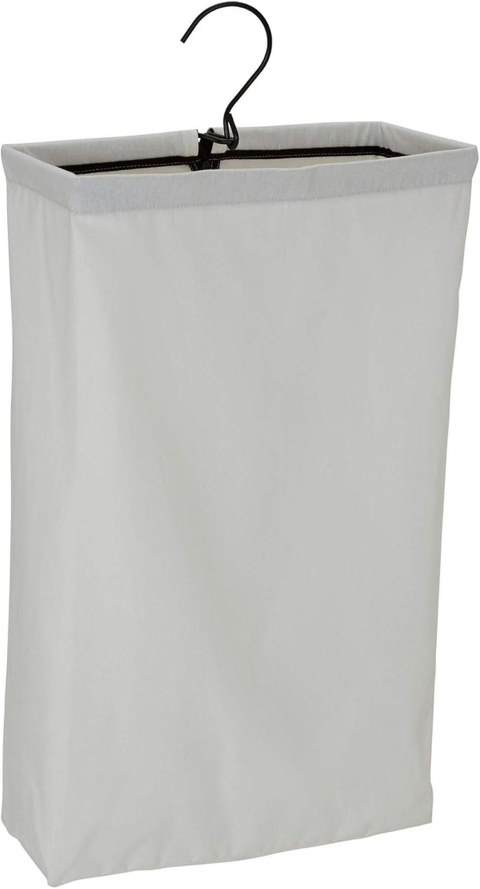 Household Essentials Door Hanging Laundry Bag, Washable Canvas Bag with Loop Handle, Holds Two Loads of Laundry, Great for Dorms and Small Spaces, Grey