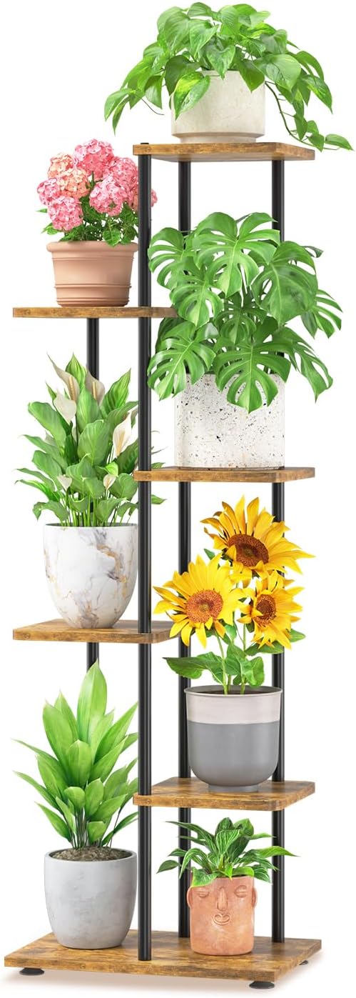 LASZOLA Black 3 Tiered Wood Plant Stand Indoor for Larger Heavy Duty Planter, Sturdy Multi Level Vertical Flowers Racks for Narrow Inside Floor, Decorate Shelving for Hold House Tree, Space Saving
