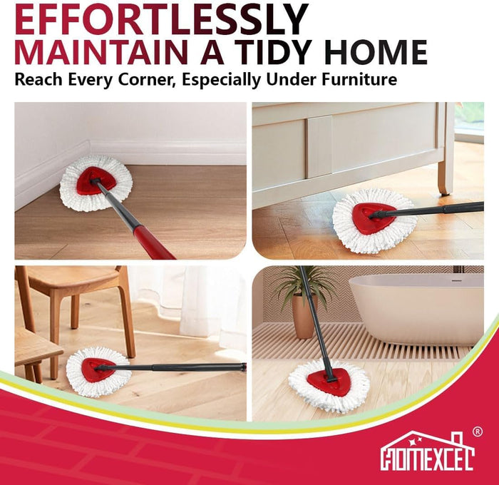 HOMEXCEL Mop Replacement Heads Compatible with O-Cedar EasyWring Spin Mops 3 Pack-Washable Microfiber Spin Head Refills-Easy Cleaning Mop Head Replacement