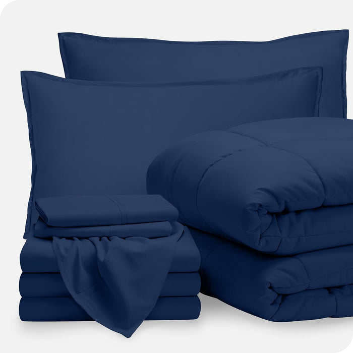Bare Home Bed-in-A-Bag 5 Piece Comforter & Sheet Set - Twin XL - Goose Down Alternative - Ultra-Soft 1800 Premium Bedding Set (Twin XL, Grey/Grey)