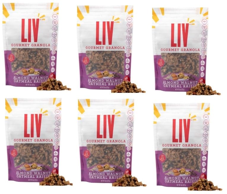 Liv Gourmet Peanut Butter Cacao Granola - 8oz (Pack of 2) | Healthy, Nutrient-Dense Snack, Breakfast Cereal | 1:1 Nut-to-Oat Ratio | Non-GMO, Low Sugar, Vegan | Organic Oats, No Artificial Ingredients, No Seed Oils, Lightly Sweetened, Women-Owned