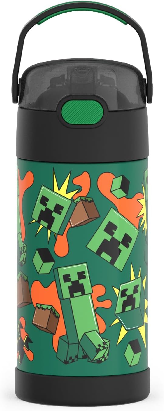 THERMOS FUNTAINER Spider-Man Stainless Steel Water Bottle with Lid, 12 Ounce