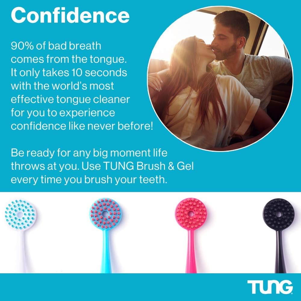 Tung Tongue Cleaning Kit, Tung Brush and Gel, Bad Breath Odor Eliminator, Halitosis Defense, USA Made (Set of 1)