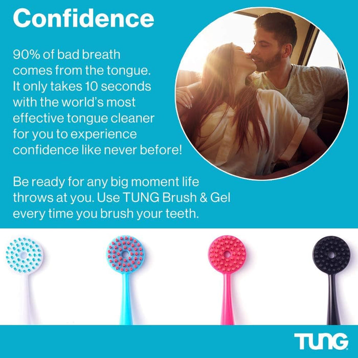 Tung Tongue Cleaning Kit, Tung Brush and Gel, Bad Breath Odor Eliminator, Halitosis Defense, USA Made (Set of 1)