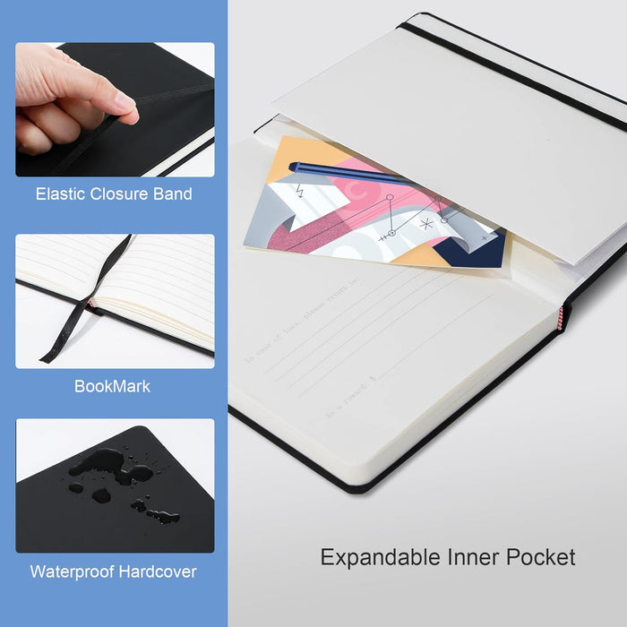 COMIX 24 Pack Lined Journal Notebooks for Work, 240 Pages, Medium 5.5" x 8.3", A5 Size, Hardcover Journaling Notebooks for Business School Office, Notebooks for Notes-Taking Writing