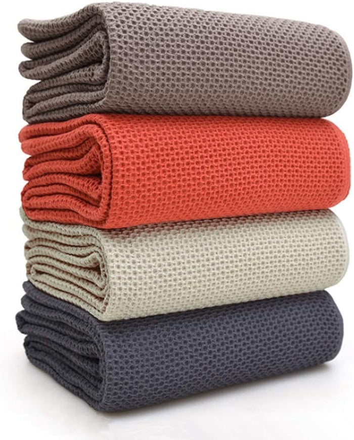 BALCONY & FALCON Waffle Weave Dish Towel Kitchen Towel Hand Dish Rags Great for Household Cooking Cleaning Kerchief,12x12inches,Set of 6 Beige