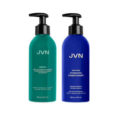JVN Embody Volumizing Shampoo and Nurture Hydrating Conditioner Duo,20 fl oz, Increases Body and Fullness, Moisturizing Conditioner for Dry Hair, Silicone and Sulfate-Free, Haircare for Women and Men
