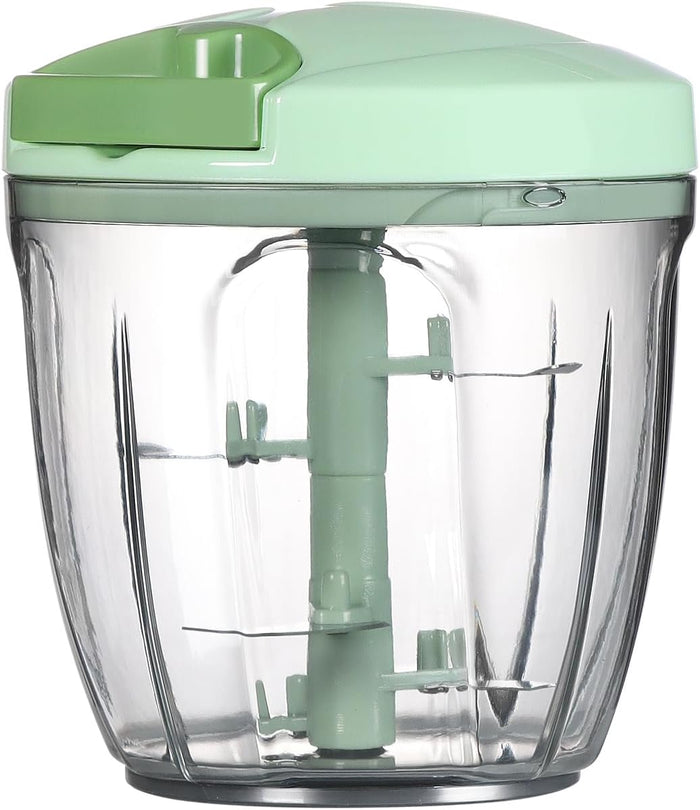 Ourokhome Manual Food Processor Vegetable Chopper, Portable Hand Pull String Garlic Mincer Onion Cutter for Veggies, Ginger, Fruits, Nuts, Herbs, etc., 500ml, Green