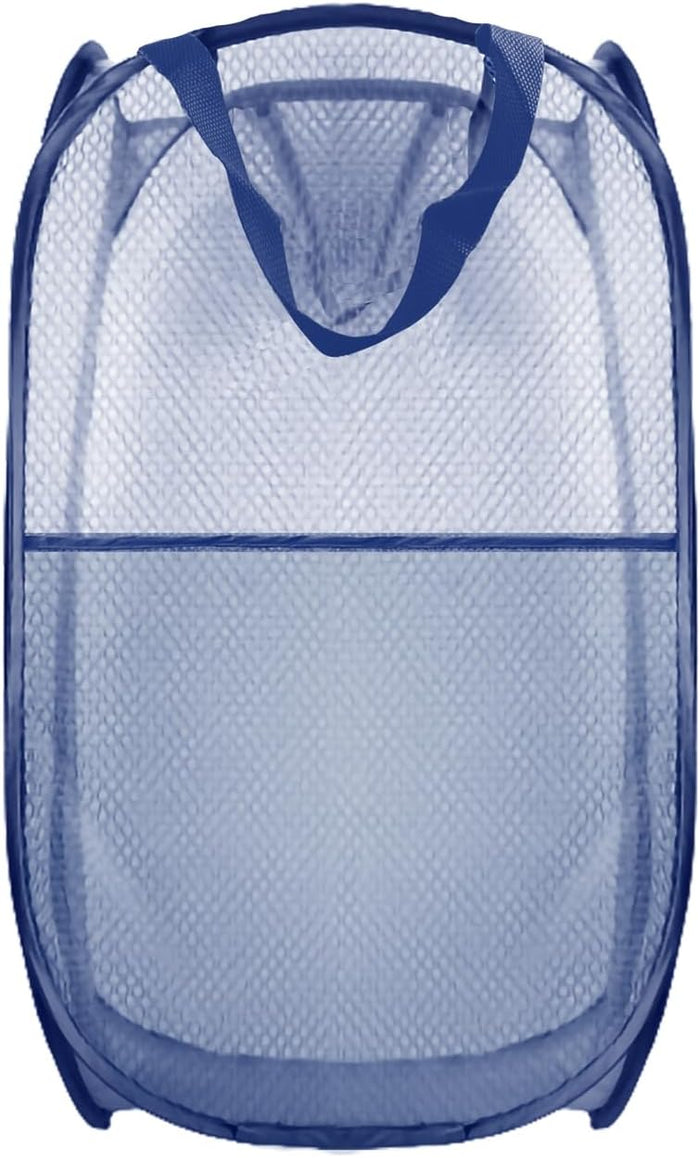Collapsible Pop Up Laundry Hamper, Mesh Foldable Laundry Basket, Extra Large - 28" x 16" x 16" (Blue)