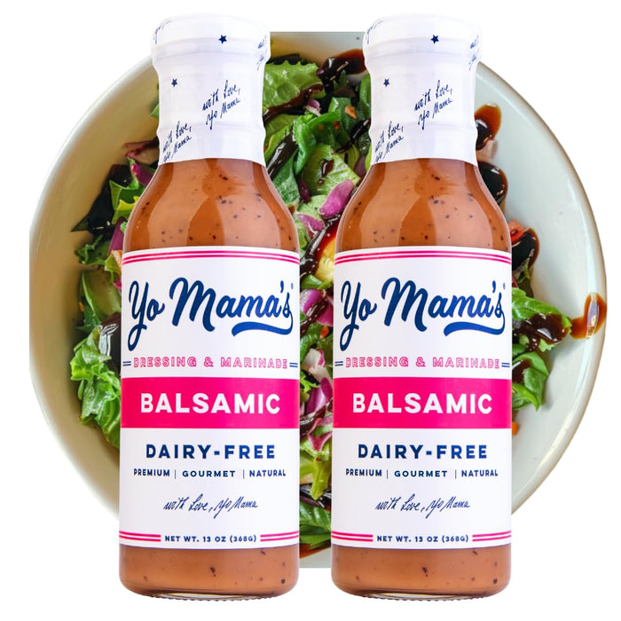 Yo Mama's Foods Gourmet Honey Balsamic & Asian Sesame Dressing and Salad Oil Combo Pack - Pack of (2) - Low Carb, Low Sodium, and Vegan