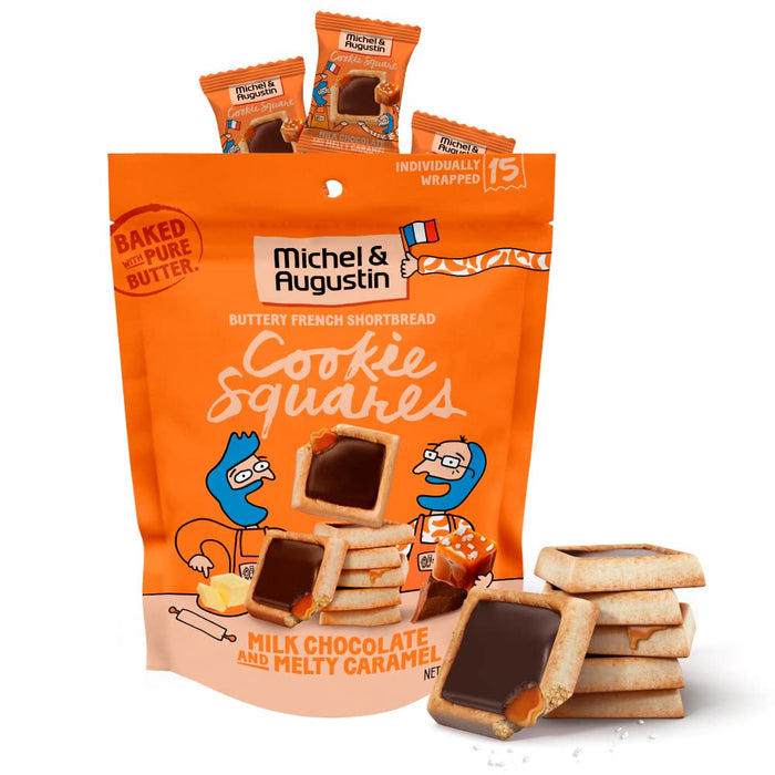 Michel et Augustin Cookies, Individually Wrapped Snacks, Gourmet Dark Chocolate & Sea Salt Shortbread, 15 French Butter Cookies