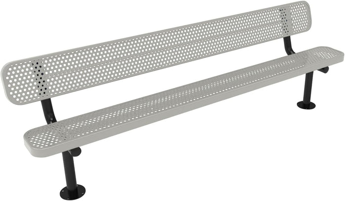 COATEDOUTDOORFURNITURE Heavy-Duty Portable Outdoor Bench Thermoplastic Coated, Punched Steel, Commercial-Grade Seating, Made in America (Portable Without Back, 8 Ft, Dark Blue)