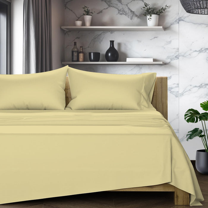 TEXAS LINEN CO. 100% Egyptian Cotton Sheets King Size Set - 1200 Thread Count Egyptian Cotton Luxury Sheets King Size, 17" Deep Pocket, Soft, Cooling Sateen Weave Hotel Quality Bedding Set - Beige