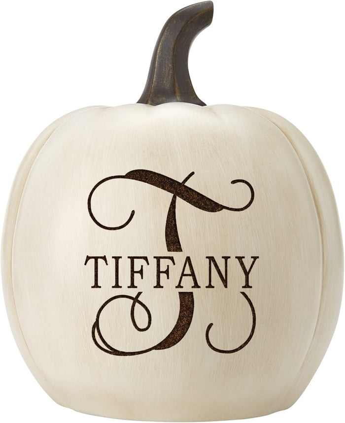 Let's Make Memories Personalized Light Up Pumpkin Decor Outdoor - Your Name & Initial on a Custom Pumpkin - Halloween Fall Decoration - Jack o Lantern - Outside or Inside - XL - Orange