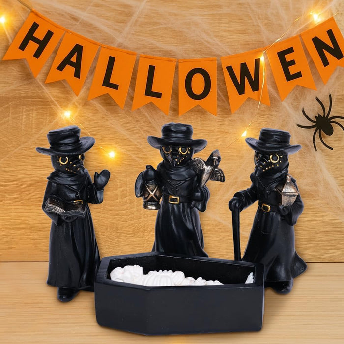 3 Pieces Halloween Skeleton Statue Halloween Skull Figurine Home Decor Reading Skeleton Figurines Decorations for Indoor Fireplace Home Kitchen Desk Office Party