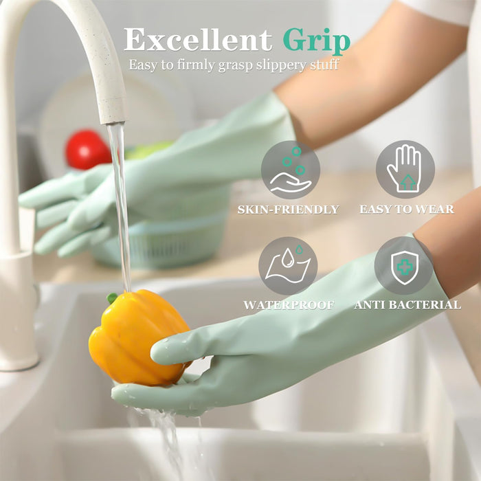 URSMART Dishwashing Household Gloves -6 Pairs Rubber Latex Gloves Waterproof Dishwashing Gloves Medium for Kitchen Dish Washing Laundry Cleaning(Color Random)