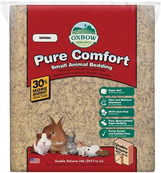 Oxbow Animal Health Pure Comfort Bedding, Rabbit, Hamster, & Guinea Pig Bedding, Bunny Supplies for Litter Box, Pet Safe, Low Dust, Blend, 72 Liter Bag