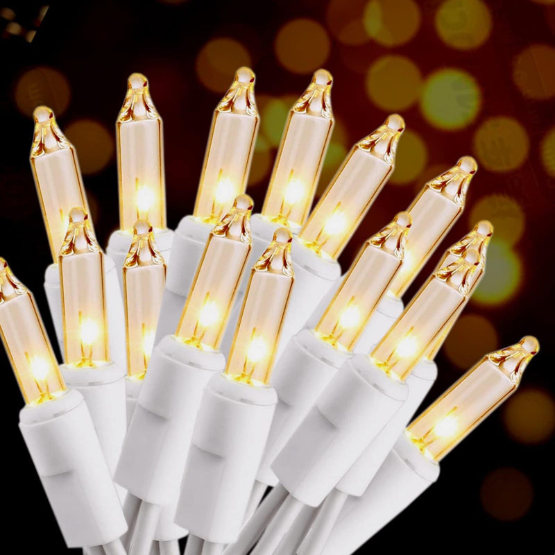 Christmas Lights 100 Count Mini Clear Lights 21ft White Wire Christmas Tree String Lights Set for Outdoor Indoor Christmas Decorations Wedding Decorations Valentines Day Decor,UL Certified (21feet)