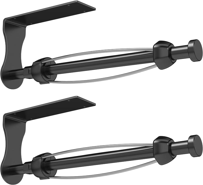 SetSail Paper Towel Holder, Single Hand Operable Paper Towel Holder Under Cabinet with Adjustable Damper, Easy Tear, Wall Mount, Self-Adhesive or Drilled for Kitchen Bathroom, Black