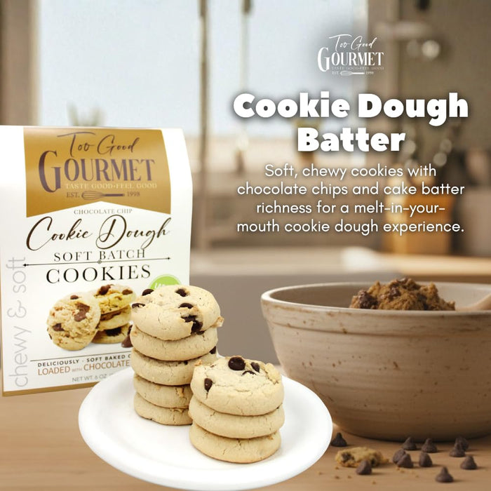 Chocolate Chip Cookie Dough Batter Cookies by Too Good Gourmet, 3-Pack, Soft & Chewy Small Batch Cookies, Premium Treats for Parties, Gifts, Snacks