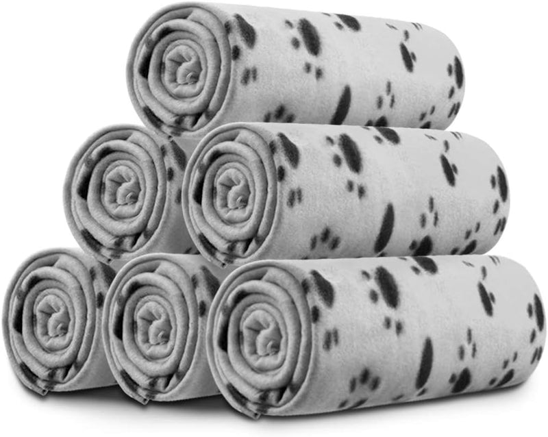 Comsmart Dog Blankets for Small Dogs, 6 Pack Puppy Blanket Cute Paw Print Pet Blanket for Dog, Puppy, Cat, Kitten, 24x28 inches
